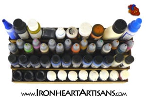 4 Tier Stepped Paint Rack top view filled