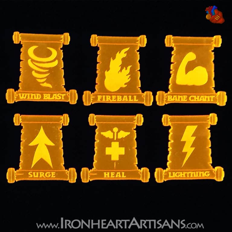 Kings of War Acrylic Spell Token Set | Ironheart Artisans