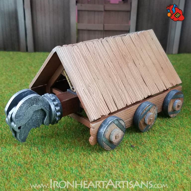 Covered Rolling Battering Ram 28mm Scale Terrain Ironheart Artisans
